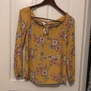Nine Britton Golden Yellow Tie Neck Top